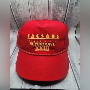 Vtg 80's super bowl 23 ceasers red rope Snapback Hat